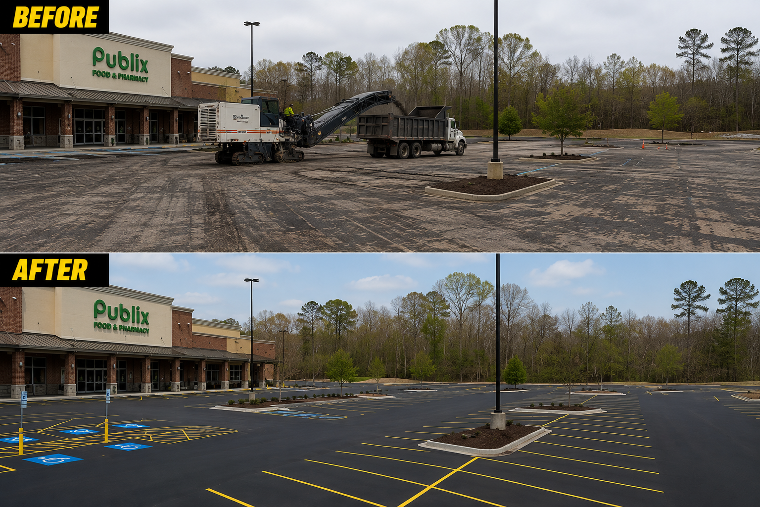 Commercial milling and resurfacing before and after